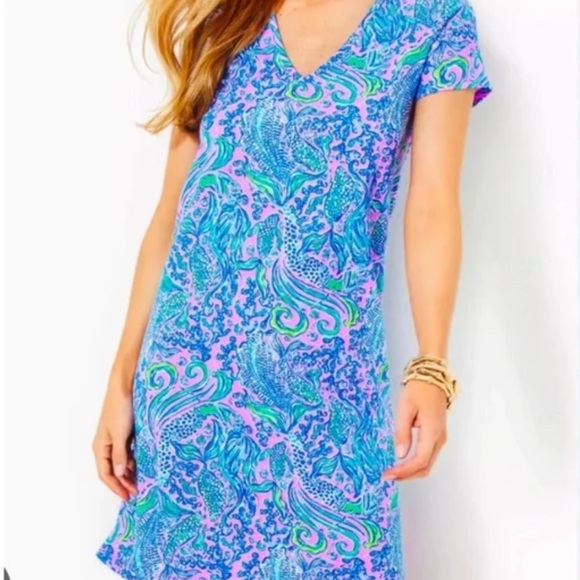 Lilly Pulitzer Etta Short Sleeve Dress ~ Lilac Rose We Mermaid It ~ Size Large - Picture 6 of 7